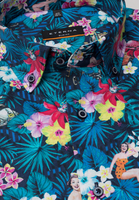ETERNA KORTE MOUW OVERHEMD SLIM FIT POPELINE MARINEBLAU/KLEURRIJK