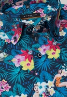 ETERNA KORTE MOUW OVERHEMD SLIM FIT POPELINE MARINEBLAU/KLEURRIJK