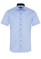 ETERNA KORTE MOUW OVERHEMD SLIM FIT STRETCH BLAUW UNI