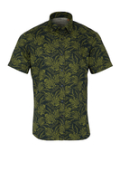 ETERNA KORTE MOUW OVERHEMD SLIM FIT UPCYCLING SHIRT LINNEN GROEN PRINT