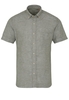ETERNA KORTE MOUW OVERHEMD SLIM FIT UPCYCLING SHIRT LINNEN OLIJFGROEN