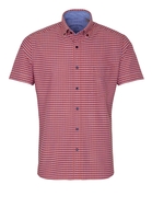 ETERNA KORTE MOUW OVERHEMD SLIM FIT UPCYCLING SHIRT OXFORD ROOD/BLAUW