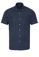 ETERNA KORTE MOUW OVERHEMD SLIM FIT UPCYCLING SHIRT TWILL JEANS BLAUW