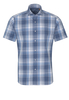 ETERNA KORTE MOUW OVERHEMD SLIM FIT UPCYCLING SHIRT TWILL JEANS BLAUW