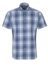 ETERNA KORTE MOUW OVERHEMD SLIM FIT UPCYCLING SHIRT TWILL JEANS BLAUW