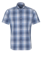 ETERNA KORTE MOUW OVERHEMD SLIM FIT UPCYCLING SHIRT TWILL JEANS BLAUW