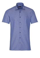 ETERNA KORTE MOUW OVERHEMD SLIM FIT VISGRAAT - MARINBLAUW PRINT
