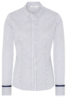ETERNA LANGARM BLUSE MODERN CLASSIC SLIM FIT STRETCH MARINE BEDRUCKT
