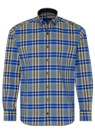 ETERNA LANGE ARM HEMD MODERN FIT POPELINE BLAUW / OLIVE GERUIT