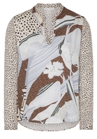 ETERNA LANGE MOUW BLOUSE MODERN CLASSIC BEIGE / BRUIN PRINT