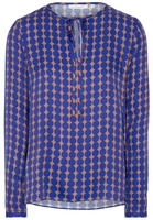 ETERNA LANGE MOUW BLOUSE MODERN CLASSIC BRUIN/BLAUW PRINT