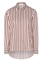 ETERNA LANGE MOUW BLOUSE MODERN CLASSIC BRUIN/WIT GESTREEPT