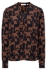 ETERNA LANGE MOUW BLOUSE MODERN CLASSIC BRUIN/ZWART PRINT