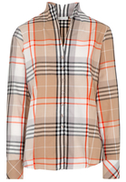ETERNA LANGE MOUW BLOUSE MODERN CLASSIC FLANELL ORANJE / BEIGE GERUIT