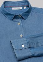 ETERNA LANGE MOUW BLOUSE MODERN CLASSIC JEANSBLAUW MET RELIËF