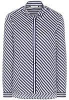 ETERNA LANGE MOUW BLOUSE MODERN CLASSIC NAVY BLAUW / WIT GESTREEPT