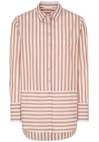 ETERNA LANGE MOUW BLOUSE MODERN CLASSIC POPELINE BEIGE/WIT GESTREEPT