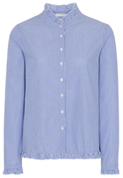 ETERNA LANGE MOUW BLOUSE MODERN CLASSIC POPELINE BLAUW / WIT GESTREEPT