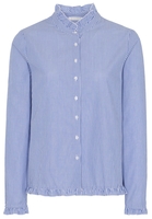 ETERNA LANGE MOUW BLOUSE MODERN CLASSIC POPELINE BLAUW / WIT GESTREEPT