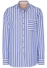 ETERNA LANGE MOUW BLOUSE MODERN CLASSIC POPELINE BLAUW/WIT GESTREEPT