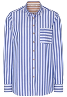 ETERNA LANGE MOUW BLOUSE MODERN CLASSIC POPELINE BLAUW/WIT GESTREEPT