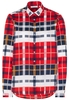 ETERNA LANGE MOUW BLOUSE MODERN CLASSIC ROOD / BLAUW / WIT GERUIT