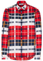 ETERNA LANGE MOUW BLOUSE MODERN CLASSIC ROOD / BLAUW / WIT GERUIT