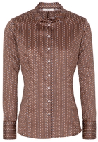 ETERNA LANGE MOUW BLOUSE MODERN CLASSIC SLIM FIT BRUIN PRINT