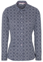 ETERNA LANGE MOUW BLOUSE MODERN CLASSIC SLIM FIT MARINE / WIT PRINT