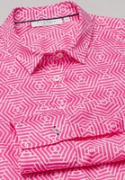 ETERNA LANGE MOUW BLOUSE MODERN CLASSIC SLIM FIT ROZE / WIT PRINT