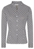 ETERNA LANGE MOUW BLOUSE MODERN CLASSIC SLIM FIT ZWART / WIT PRINT