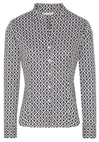 ETERNA LANGE MOUW BLOUSE MODERN CLASSIC SLIM FIT ZWART / WIT PRINT