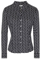 ETERNA LANGE MOUW BLOUSE MODERN CLASSIC SLIM FIT ZWART/WIT PRINT