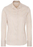 ETERNA LANGE MOUW BLOUSE MODERN CLASSIC STRETCH BEIGE / WIT GESTREEPT