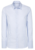 ETERNA LANGE MOUW BLOUSE MODERN CLASSIC STRETCH LICHT BLAUW / WIT