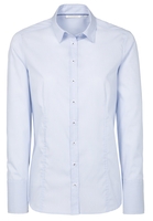ETERNA LANGE MOUW BLOUSE MODERN CLASSIC STRETCH LICHT BLAUW / WIT