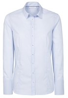 ETERNA LANGE MOUW BLOUSE MODERN CLASSIC STRETCH LICHT BLAUW / WIT