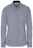 ETERNA LANGE MOUW BLOUSE MODERN CLASSIC STRETCH MARINE / WIT GESTREEPT