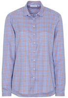 ETERNA LANGE MOUW BLOUSE MODERN CLASSIC TWILL BLAUW / ORANJE GERUIT
