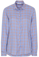 ETERNA LANGE MOUW BLOUSE MODERN CLASSIC TWILL BLAUW / ORANJE GERUIT