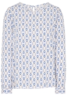 ETERNA LANGE MOUW BLOUSE MODERN CLASSIC VISKOSE BEIGE / BLAUW PRINT