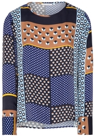 ETERNA LANGE MOUW BLOUSE MODERN CLASSIC VISKOSE BLAUW / VEELKLEURIG