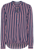 ETERNA LANGE MOUW BLOUSE MODERN CLASSIC VISKOSE MARINEBLAUW GESTREEPT