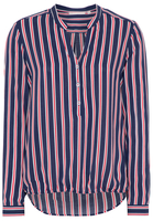 ETERNA LANGE MOUW BLOUSE MODERN CLASSIC VISKOSE MARINEBLAUW GESTREEPT