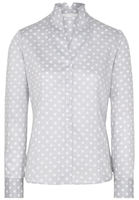 ETERNA LANGE MOUW BLOUSE MODERN CLASSIC ZILVERGRIJS / WIT PRINT