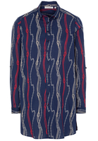 ETERNA LANGE MOUW BLOUSEJURK MODERN CLASSIC POPELINE MARINEBLAUW PRINT