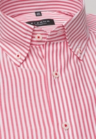 ETERNA LANGE MOUW OVERHEMD COMFORT FIT OXFORD ROOD/WIT GESTREEPT