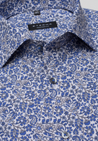 ETERNA LANGE MOUW OVERHEMD COMFORT FIT POPELINE BLAUW / GRIJS PRINT