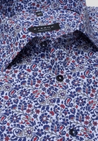 ETERNA LANGE MOUW OVERHEMD COMFORT FIT POPELINE BLAUW / ROOD PRINT