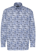 ETERNA LANGE MOUW OVERHEMD COMFORT FIT POPELINE BLAUW PRINT